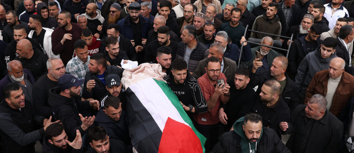 Father of a Palestinian woman killed with three others during a missile ...